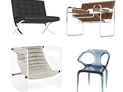 Modern Accent Chairs With Diverse Designs Leather Upholstery Metal Frames And Transparent Acrylic Styles 3d model