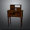 Vintage Wooden Dresser with Multiple Drawers Two Tier Structure Dark Red Wood Grain