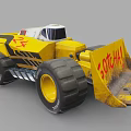 Yellow Utility Vehicle With Large Tires And Loader Bucket 3d model