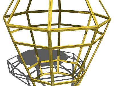Modern Geometric Coffee Table With Gold Metal Frame And Openwork Structure Design 3d model