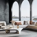 Modern corner sofa coffee table combination 3d model