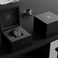 Chanel Watch in Open Black Box with Closed Box on Dark Table 3d model