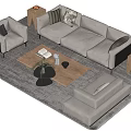 Modern Sofa Coffee Table Combination Sofa Coffee Table Double Sofa Multi-Person Sofa 3d model
