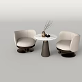 Casual Sofa Set with Two Beige Armchairs Round Marble Top Coffee Table and Modern Vase Decoration