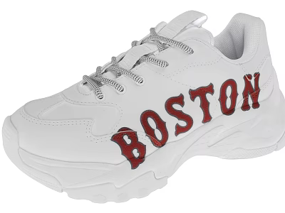 White Boston Sneakers with Red Side Lettering Casual Sporty Comfortable Design 3d model