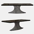 Two Modern Design Tables With Black Tabletop And Metal Pedestal Base