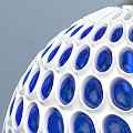 Modern Spherical Chandelier With White Frame And Blue Glossy Oval Decorative Patterns 3d model