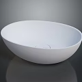 Modern White Minimalist Oval Countertop Washbasin With Smooth Surface And Sleek Design