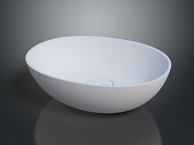 Modern White Minimalist Oval Countertop Washbasin With Smooth Surface And Sleek Design 3d model