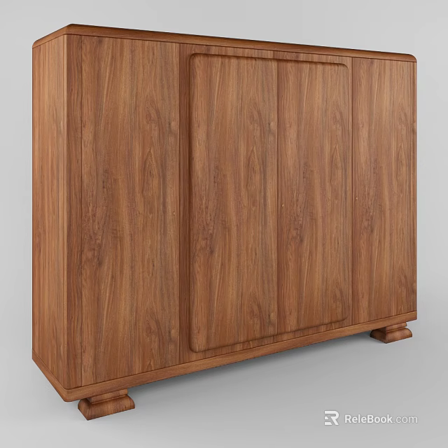 Modern Wooden Entryway Console Cabinet With Natural Wood Grain And Minimalist Design 3d model 