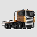 Electric Toy Scania Flatbed Truck with Yellow Body Blue Siren and Multiple Wheels