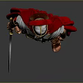 Roman Soldier Armor Featuring Red Helmet Metal Chest Plate Red Cloak Golden Greaves And Sword