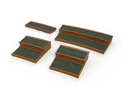 Wooden Staircase Furniture With Green Surface For Display And Decoration 3d model