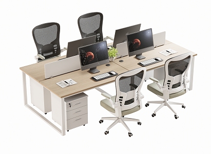 Modern Office Desk and Chair Staff Station Computer Desk and Chair 3d model