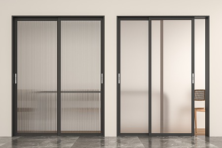 Modern sliding door Changhong glass sliding door frosted glass door 3d model