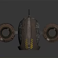 Modern Electronic Device With Dual Circular Sensors Central Lens Antenna Metallic Finish And Yellow Stripes