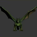 Colorful Mythical Dragon Sculpture With Detailed Green Orange Wings And Tail