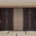 Modern Elevator Corridor With Stone Walls Marble Floor And Recessed Lighting 3d model