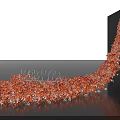 Artistic Floral Installation With Abundant Orange Red Flowers And Elegant Curved Design