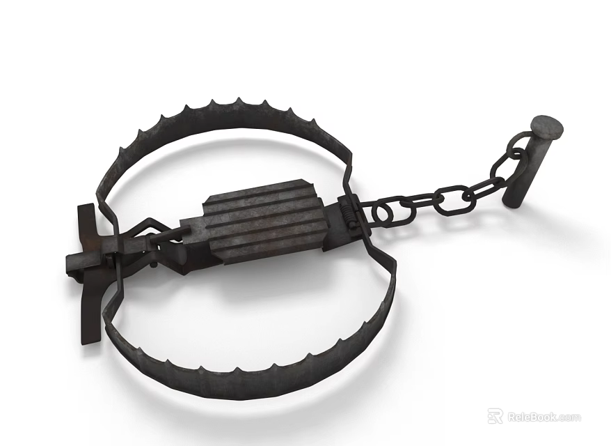 Vintage Iron Decorative Ornament Set With Chain Detail And Serrated Edge 3d model 