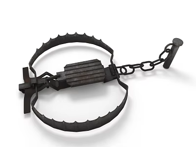 Vintage Iron Decorative Ornament Set With Chain Detail And Serrated Edge 3d model