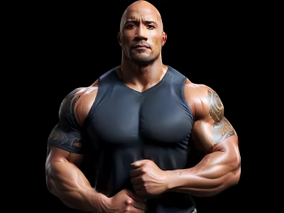 Muscular Man In Black Tank Top With Tattoos Against Black Background 3d model