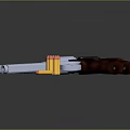 Blue And Silver Pistols With Wooden Handles And Bullets On Dark Surface