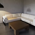 Modern Living Room Interior With Light Sofa Dark Coffee Table And Floor Lamp
