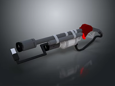 3D Model Rocket Launcher With Gray White Body And Red Component 3d model