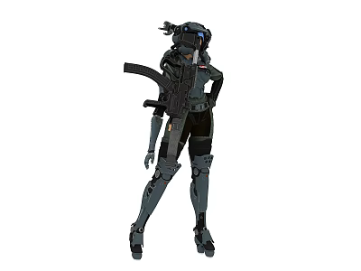 Futuristic Black Mechanical Exoskeleton With Advanced Combat Equipment 3d model