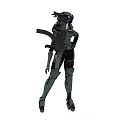 Futuristic Black Mechanical Exoskeleton With Advanced Combat Equipment