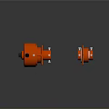 Red Industrial Mechanical Components With Circular Design And Bolted Connections 3d model
