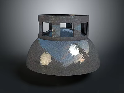 Metallic Dome Shaped Industrial Equipment With Upper Square Openings Structure 3d model