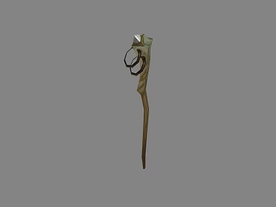 Ancient Decorative Spear Weapon With Ornate Rings And Sharp Metal Head Design 3d model
