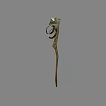 Ancient Decorative Spear Weapon With Ornate Rings And Sharp Metal Head Design