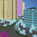 Aerial View Planning of Modern Residential Area With Tall Buildings Low Rise Structures and Greenery