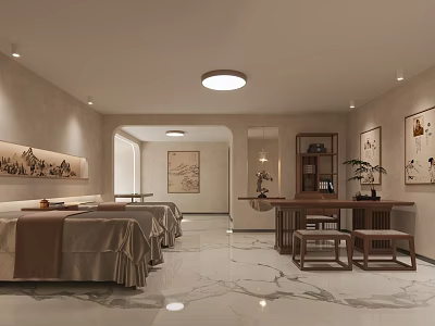 Hospital Outpatient Clinic Traditional Chinese Style Interior 3d model