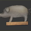 Unique Pig Shaped Piggy Bank Decorative Ornament Set With Textured Design And Wooden Base