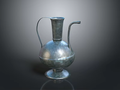 Vintage Silver Metal Water Pitcher With Curved Handle And Long Spout Classic Design For Home Use 3d model