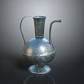 Vintage Silver Metal Water Pitcher With Curved Handle And Long Spout Classic Design For Home Use