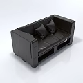 Modern Black Leather Two-Seater Sofa With Pillows And Storage Compartments 3d model