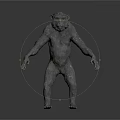 3D Rendered Ape Creature Featuring Detailed Facial Organs And Dense Body Hair