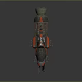 Red And Black Futuristic Navy Spaceship With Mechanical Details And Weapon Systems