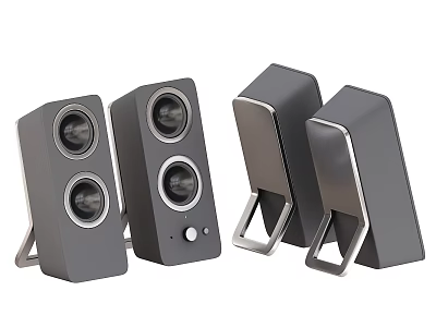 High Quality Modern Gray Audio Speakers With Sleek Design For Home Desktop Use 3d model
