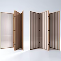 Modern Wooden Folding Screens With Vertical Slats In Minimalist Space