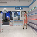 Commercial Pharmacy Exterior With Opening Promotion Discount Activities And Customers Waiting At Entrance