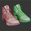 White Nike High Top Basketball Shoes With Blue Accents Orange Details And Blue Sole