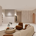 Modern Minimalist Clothing Store Interior With Beige Tones Sofa Stools Display Shelves And Wooden Accents