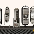 Modern Decorative Floor Standing Mirrors With Metal Frames Various Shapes And Reflective Surfaces