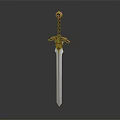 Ornate Medieval Sword Design With Gold Decorated Hilt And Silver Polished Blade